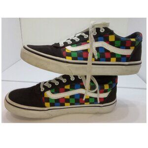 VANS Off The Wall Old Skool Rainbow Checkered Low Skate Shoes Youth Size Y4